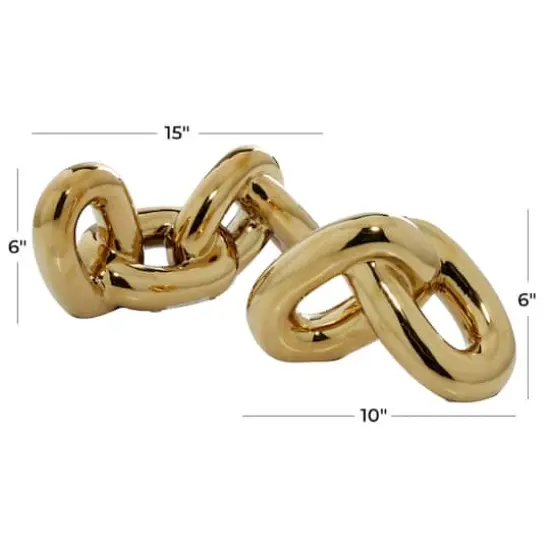 CosmoLiving by Cosmopolitan Gold Porcelain Glam Chain Sculpture Set {10}