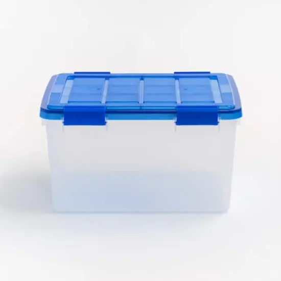 IRIS&reg; WeatherPro&trade; 44qt. Clear Heavy Duty Plastic Storage Bins with Blue Lids, 4ct. {10}