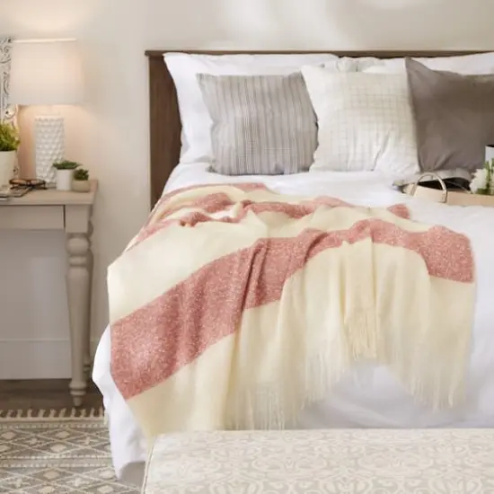 Rugby Stripe Acrylic Throw Red {4}