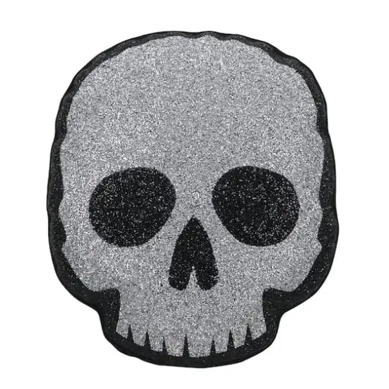 15.5" Glittery Silver Skull Accent Pillow by Ashland&reg; {1}