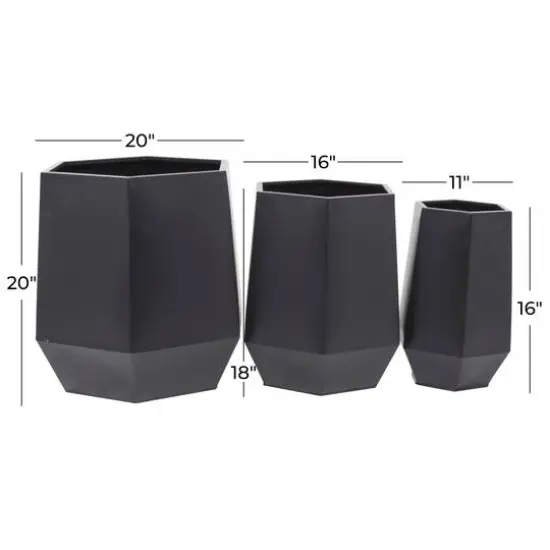 Black Modern Planter, Set of 3" 20", 16", 11" {8}