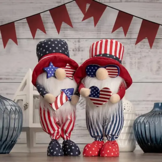 12.2" Patriotic Rocket 4th of July Americana Gnome with Star-Shapes Sunglasses {3}