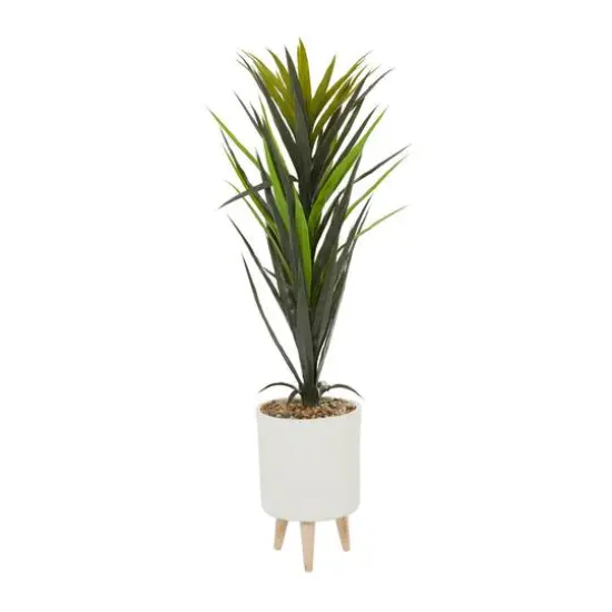 4ft. Modern Style Aloe Vera Artificial Foliage in White Pot {1}