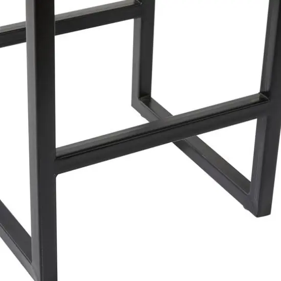 Black Iron and Leather Industrial Stool, 24" x 14" x 14" {8}