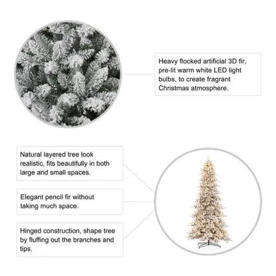 11ft. Pre-Lit Flocked Fir Artificial Christmas Tree, Warm White Lights {8}