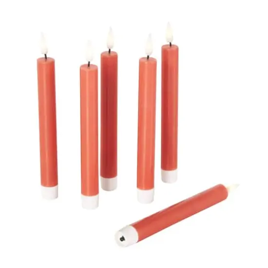 8" Flameless Wax Candles with Remote Control, 6ct. Red {3}