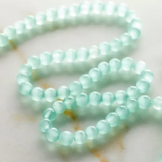 Aqua Cat's Eye Glass Round Beads, 4mm by Bead Landing&trade; {3}