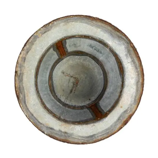 Hello Honey® 16" Zinc Round Metal Footed Planter with Distressed Finish {5}