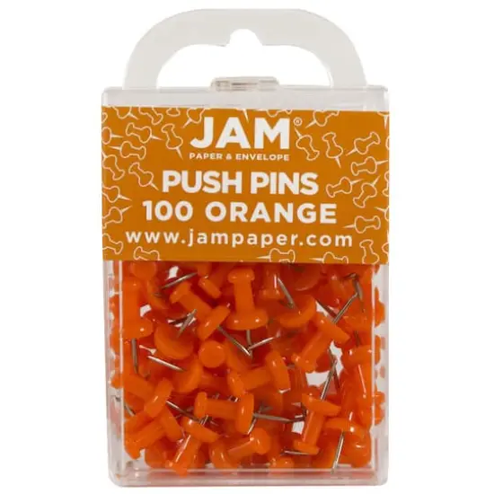 JAM Paper Colorful Standard Push Pins, 100ct. Orange {1}