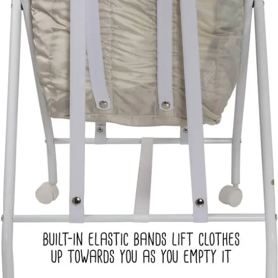 Honey Can Do White/Natural Single Bounce Back Hamper with Wheels and Lid {16}