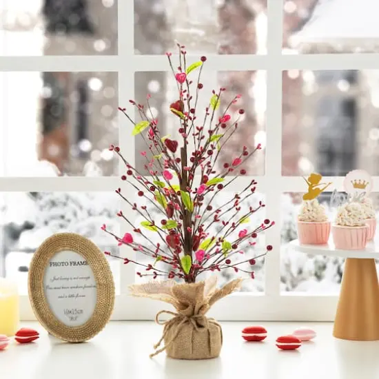Glitzhome&reg; 20" Valentine's Berry Heart Table Tree {3}