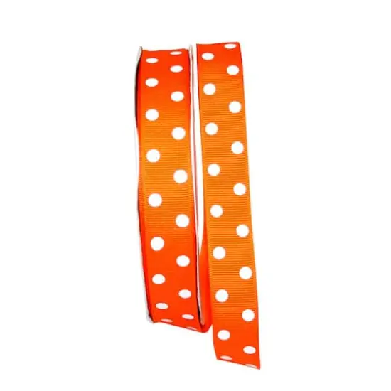 JAM Paper 7/8" x 50yd. Grosgrain Aspirin Dots Ribbon Orange {1}