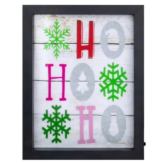 LED Lighted "HO HO HO" With Snowflakes Christmas Wall Art {1}