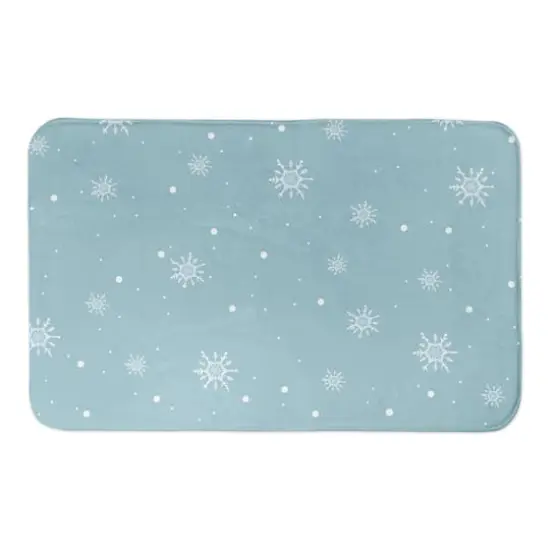 Blue Snowflake Pattern Bath Mat {1}