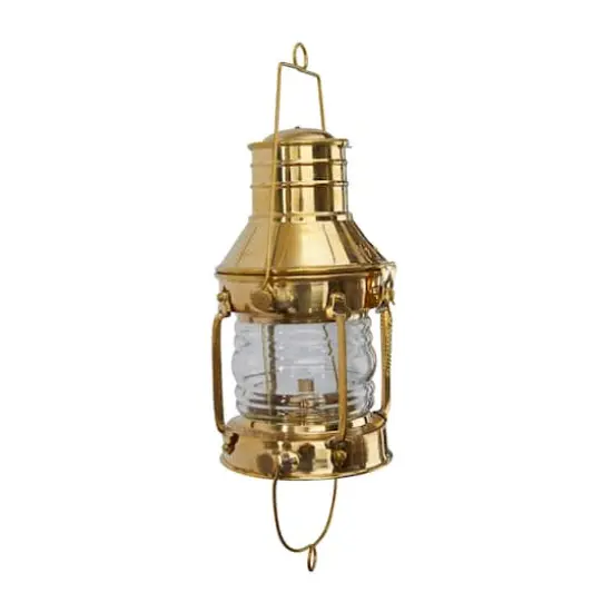9" Gold Brass Candle Lantern {3}