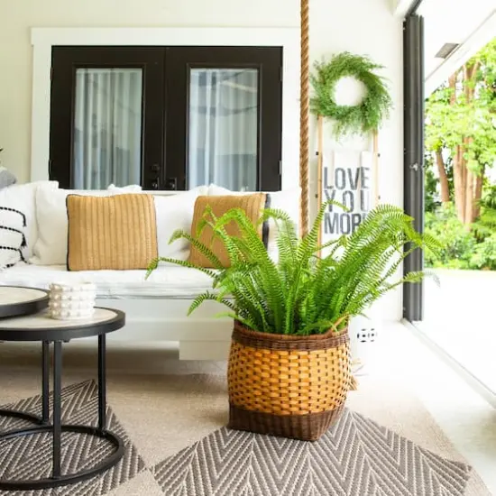 3ft. UV Resistant Artificial Boston Fern Plant with Real Touch Leaves (Indoor/Outdoor) {7}