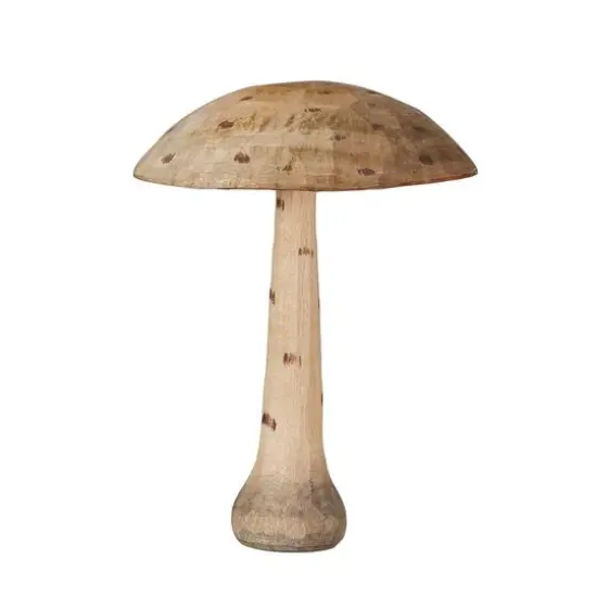 Hello Honey&reg; 4.75" Natural Dotted Carved Wood Mushroom {1}