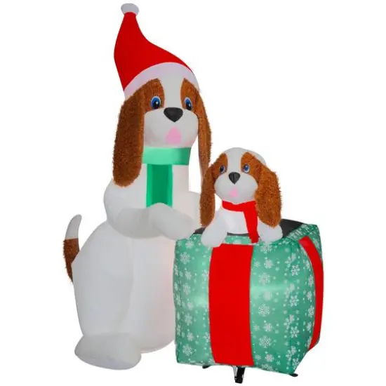 6ft. Airblown&reg; Inflatable Christmas Dog Family Scene {1}