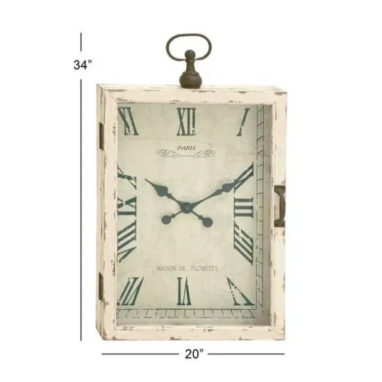 34" White Vintage Wood Wall Clock {7}