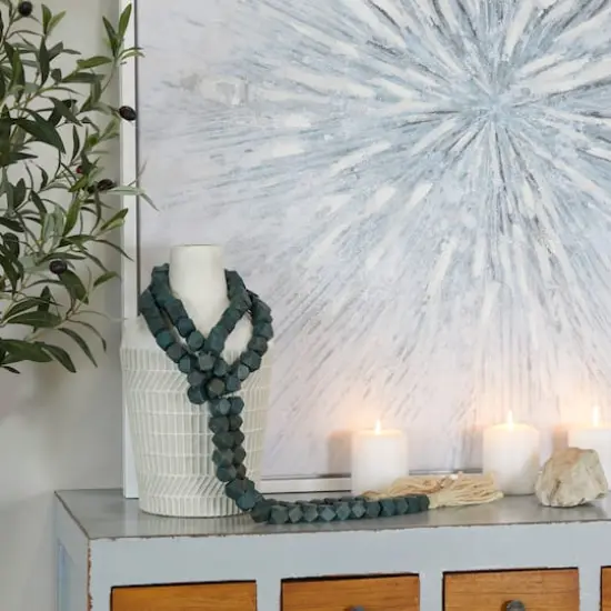 80" Bohemian Mango Wood Beads with Tassels Garland Green {3}