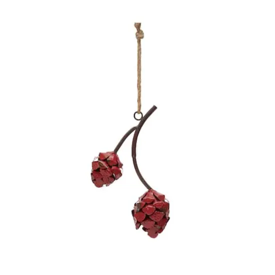 Hello Honey&reg; 15" Metal Pinecones on Branch Wall Hanging, Brown & Red {1}