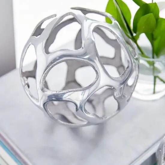 Silver Contemporary Orb Sculpture Set {4}