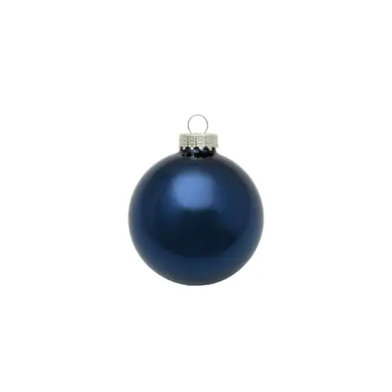 Whitehurst 40ct. 1.25" Glossy Glass Ball Ornaments Midnight Blue Shiny {1}