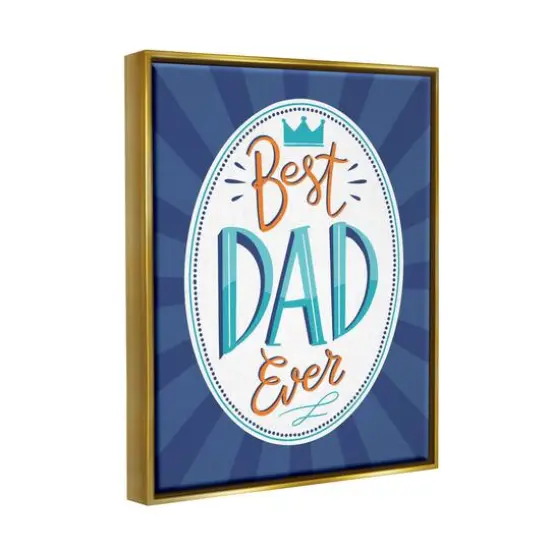Stupell Industries Best Dad Ever Striped Phrase Floater Framed Art Gold {4}