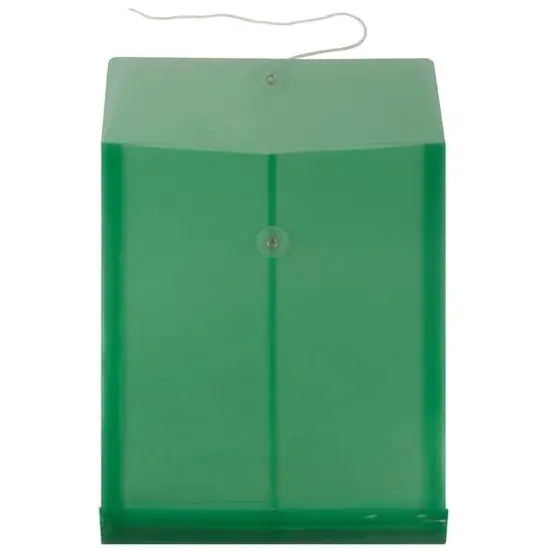 JAM Paper Letter Size Plastic Envelopes with Button & String Tie Closure, 12ct. Green {4}