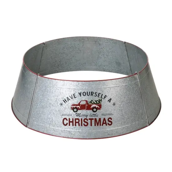 Glitzhome&reg; 40.5" Christmas Galvanized Metal Truck Tree Collar {1}