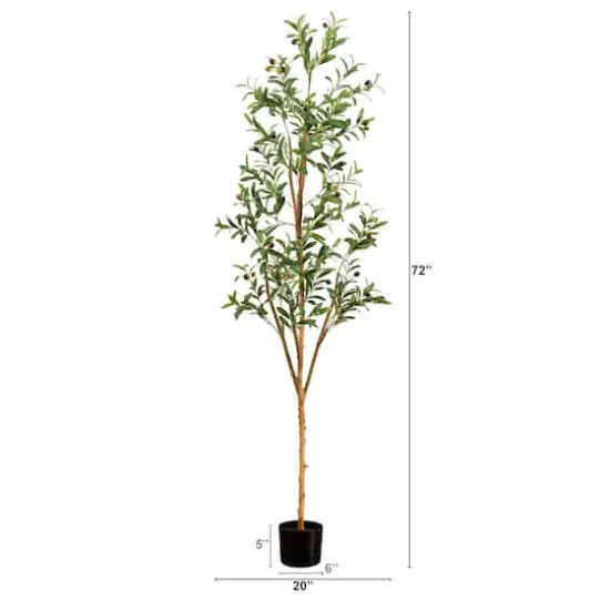 6ft. Potted Artificial Olive Tree with Natural Trunk {7}