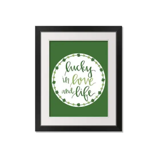 Luck Love Life Clover 16" x 20" Black Framed Print Under Plexiglass {1}