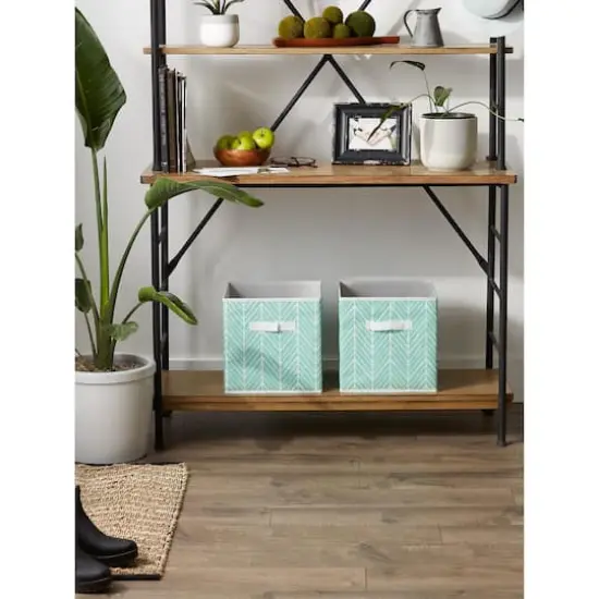 DII&reg; 11" Aqua Herringbone Storage Cube, 2ct. {8}