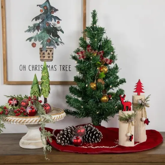 2ft. Pre-Lit Mixed Classic Pine Artificial Christmas Tree, Warm White LED Lights {3}