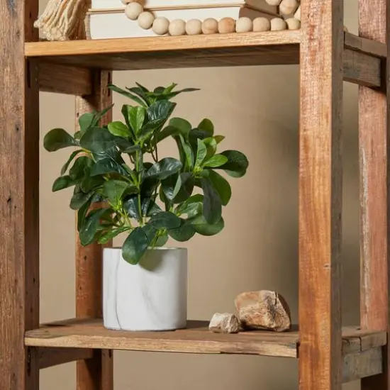 14" Green Eucalyptus Faux Foliage Artificial Plant with White Marble Pot {7}