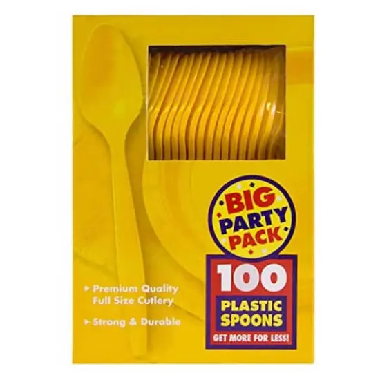 JAM Paper Plastic Spoons, 100ct. Yellow {3}
