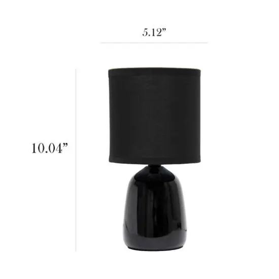 Simple Designs 10" Thimble Base Ceramic Table Lamp Black {4}