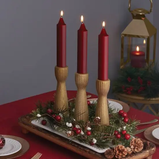 Root Candles 7" Unscented Smooth Collenette Taper Candles, 4ct. Garnet {4}