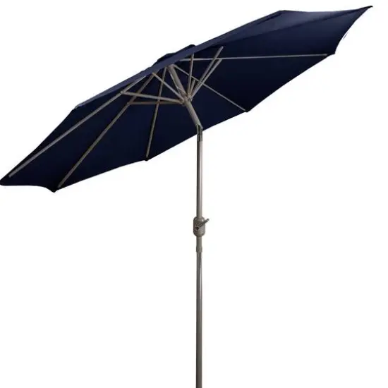 9ft. Outdoor Patio Market Umbrella with Hand Crank & Tilt Navy Blue/Brown {7}