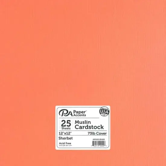 PA Paper&trade; Accents 12" x 12" Muslin 73lb. Cardstock, 25 Sheets Sherbet {1}