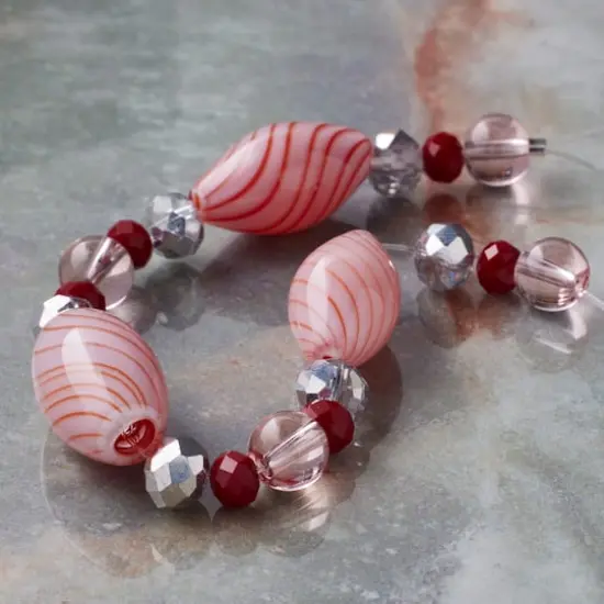 Red Lampwork Glass Stripe Oval Beads by Bead Landing&trade; {3}