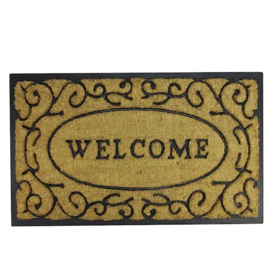 "Welcome" Rubber & Coir Outdoor Rectangular Door Mat, 29.5" x 18" {1}