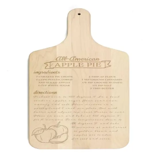 17" Family Apple Pie Recipe Maple Paddle Cutting Board {1}