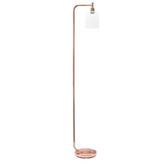 Simple Designs&trade; Iron Lantern Floor Lamp with Glass Shade Rose Gold {10}