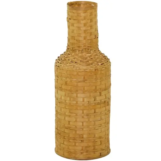 Brown Bamboo Tall Woven Floor Vase {4}