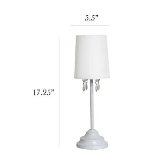 Simple Designs 17.2" Table Lamp with Fabric Shade & Hanging Beads White {4}