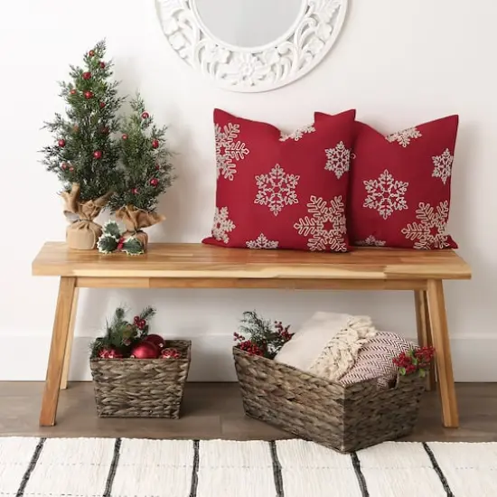 DII&reg; Shimmering Snowflakes Leaves Embroidered Pillow Cover Set {5}