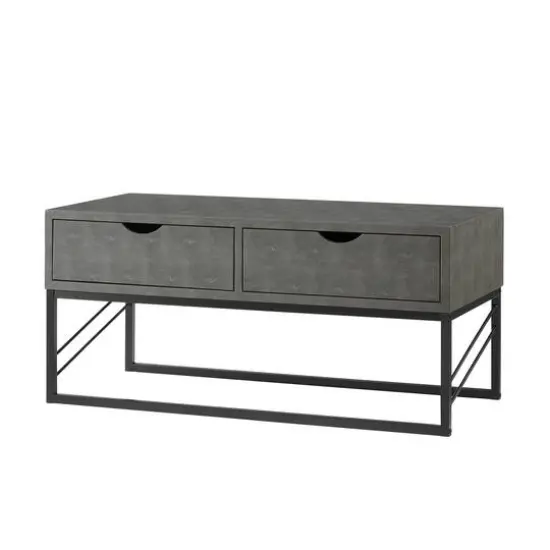 Gray 2-Drawer Faux Shagreen Coffee Table {1}