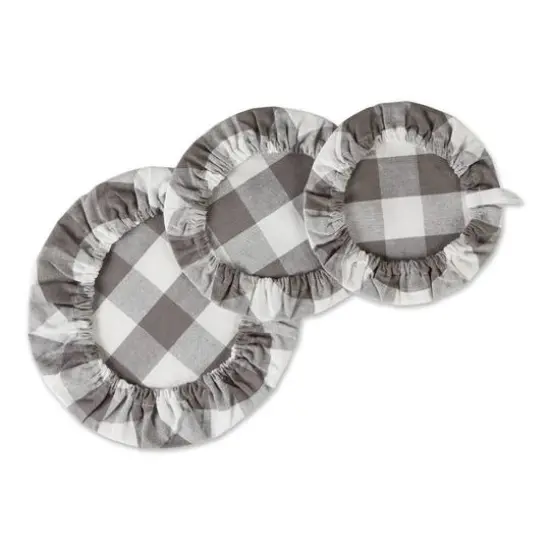 DII&reg; Assorted Gray Buffalo Check Woven Dish Cover Set {4}