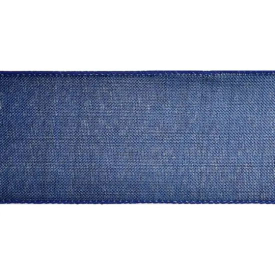 2.5" x 25ft. Faux Linen Wired Ribbon by Celebrate It™ Décor Navy {5}